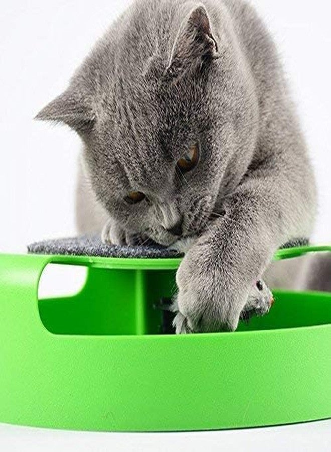 RoverPets Interactive Cat Toy with Spinning Mouse and Scratching Pad - Durable Plastic Base Catch Mouse Cat Scratcher for Indoor Cats & Kittens I Color As Vary - Image 3
